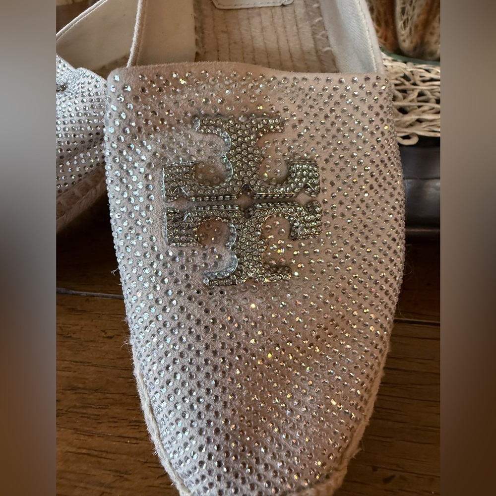 New Tory Burch Everly Espadrille Crystal Embellished in New Cream Sz 8.5. - Picture 7 of 14